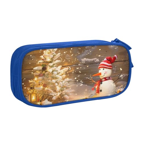 LRHCNZDCP Federmäppchen mit Weihnachts- und Schneemann-Motiv, niedliches Federmäppchen, Federmäppchen, Stifteetui für Schule, Büro, Schwarz, blau, Einheitsgröße, Schulranzen von LRHCNZDCP