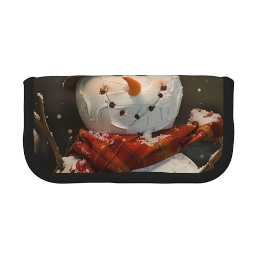 LRHCNZDCP Federmäppchen mit Weihnachtsmotiv und Schneemann-Motiv, aus Segeltuch, Make-up-Tasche, Stiftebox mit Reißverschluss, Schwarz , Einheitsgröße, Schulranzen von LRHCNZDCP