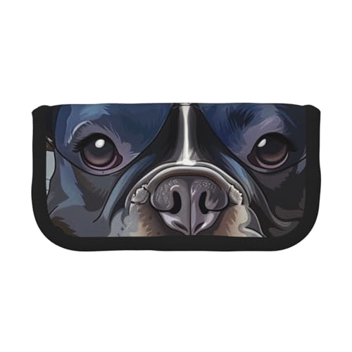 LRHCNZDCP Federmäppchen mit französischer Bulldogge, bedrucktes Federmäppchen, Leinen, Make-up-Tasche, Gadget-Stifttasche, Stiftebox mit Reißverschluss, Schwarz , Einheitsgröße, Schulranzen von LRHCNZDCP