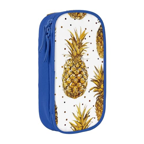 LRHCNZDCP Federmäppchen mit goldenem Glitzer, Ananas, Obst, bedruckt, Schwarz, niedliches Federmäppchen, Stiftebox für Schule, Büro, blau, Einheitsgröße, Schulranzen von LRHCNZDCP