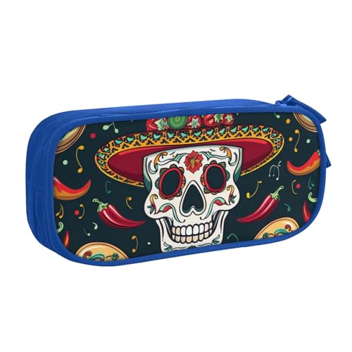 LRHCNZDCP Federmäppchen mit mexikanischem Totenkopf-Motiv, niedliches Federmäppchen, Stiftebox für Schule, Büro, Schwarz, blau, Einheitsgröße, Schulranzen LRHCNZDCP Federmäppchen mit mexikanischem Totenkopf-Motiv, niedliches Federmäppchen, Stiftebox für Schule, Büro, Schwarz, blau, Einheitsgröße, Schulranzen von LRHCNZDCP