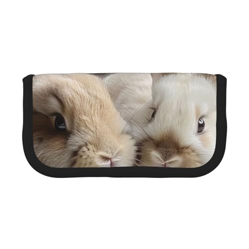 LRHCNZDCP Federmäppchen mit niedlichem Kaninchen-Motiv, bedruckt, aus Segeltuch, Make-up-Tasche, Gadget, Stiftebox mit Reißverschluss, Schwarz , Einheitsgröße, Schulranzen von LRHCNZDCP