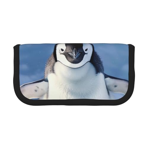 LRHCNZDCP Federmäppchen mit niedlichem Pinguin-Druck, aus Segeltuch, Make-up-Tasche, Gadget, Stiftebox mit Reißverschluss, Schwarz , Einheitsgröße, Schulranzen von LRHCNZDCP