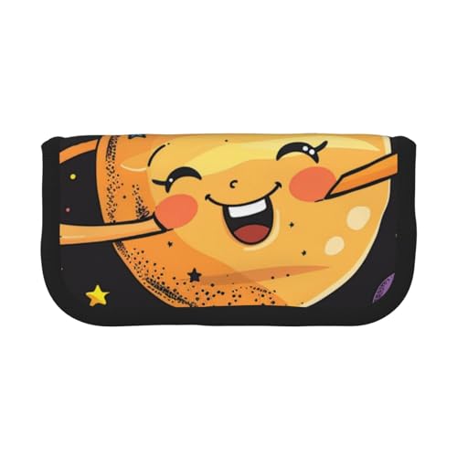 LRHCNZDCP Federmäppchen mit niedlichem Planeten-Motiv, bedruckt, aus Segeltuch, Make-up-Tasche, Gadget, Stiftebox mit Reißverschluss, Schwarz , Einheitsgröße, Schulranzen von LRHCNZDCP