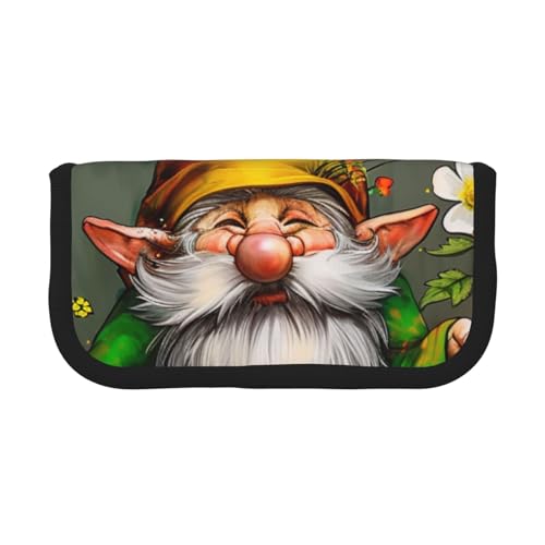 LRHCNZDCP Federmäppchen mit niedlichem Zwerg und 1 bedrucktem Federmäppchen, Leinen, Make-up-Tasche, Gadget, Stiftebox mit Reißverschluss, Schwarz , Einheitsgröße, Schulranzen von LRHCNZDCP