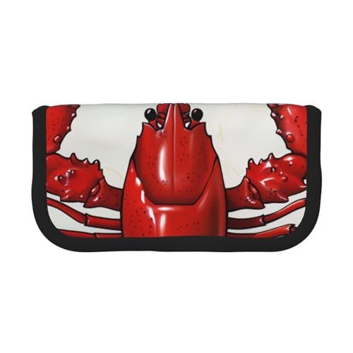 LRHCNZDCP Federmäppchen mit rotem Hummerdruck, bedrucktes Federmäppchen, Leinen, Make-up-Tasche, Gadget-Stifttasche, Stiftebox mit Reißverschluss, Schwarz , Einheitsgröße, Schulranzen von LRHCNZDCP