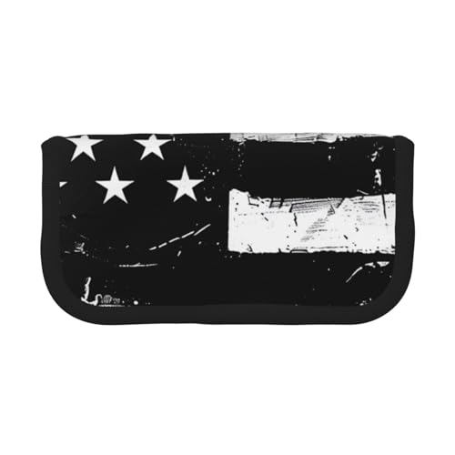LRHCNZDCP Federmäppchen mit schwarz-weiß gestreifter Flagge, bedrucktes Federmäppchen aus Segeltuch, Make-up-Tasche, Gadget, Stiftebox mit Reißverschluss, Schwarz , Einheitsgröße, Schulranzen von LRHCNZDCP