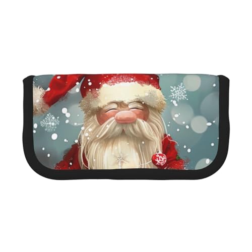 LRHCNZDCP Federmäppchen mit traditionellem Weihnachts-Zwerg, bedruckt, Leinen, Make-up-Tasche, Gadget-Stifttasche, Stiftebox mit Reißverschluss, Schwarz , Einheitsgröße, Schulranzen von LRHCNZDCP