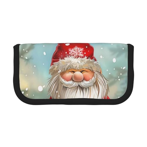 LRHCNZDCP Federmäppchen mit traditionellem Weihnachts-Zwerg-Motiv, Leinen, Make-up-Tasche, Gadget-Stifttasche, Stiftebox mit Reißverschluss, Schwarz , Einheitsgröße, Schulranzen von LRHCNZDCP