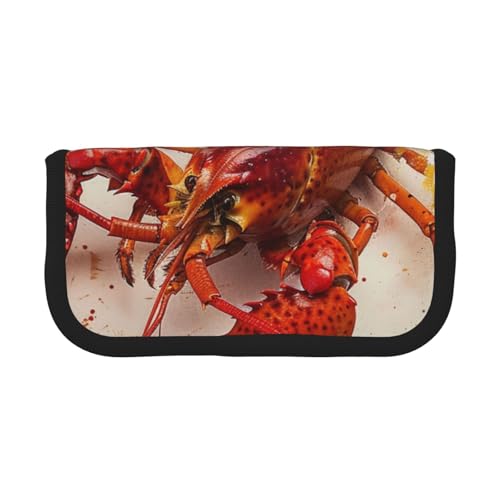 LRHCNZDCP Glutton Shrimps bedrucktes Federmäppchen aus Segeltuch, Make-up-Tasche, Gadget-Stifttasche, Stiftebox mit Reißverschluss, Schwarz , Einheitsgröße, Schulranzen von LRHCNZDCP