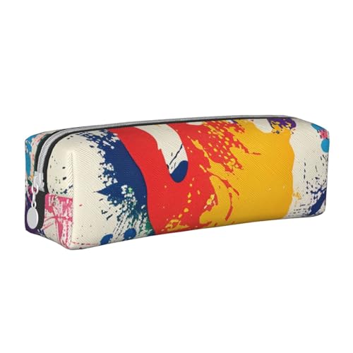 LRHCNZDCP Handbedrucktes Leder-Federmäppchen – niedliches Federmäppchen mit Reißverschluss für Schule und Büro, weiß, Einheitsgröße, Schulranzen von LRHCNZDCP