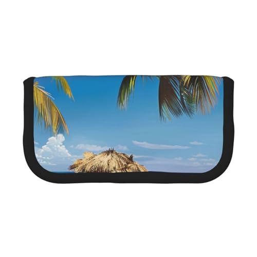 LRHCNZDCP Jamaica Beach bedrucktes Federmäppchen aus Segeltuch, Make-up-Tasche, Gadget, Stiftebox mit Reißverschluss, Schwarz , Einheitsgröße, Schulranzen von LRHCNZDCP
