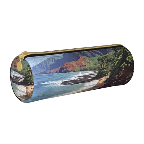 LRHCNZDCP Kauai Hawaii Seashore bedrucktes Leder-Federmäppchen – runder Reißverschluss, niedliches Federmäppchen für Schule und Büro, weiß, Einheitsgröße, Schulranzen LRHCNZDCP Kauai Hawaii Seashore bedrucktes Leder-Federmäppchen – runder Reißverschluss, niedliches Federmäppchen für Schule und Büro, weiß, Einheitsgröße, Schulranzen von LRHCNZDCP