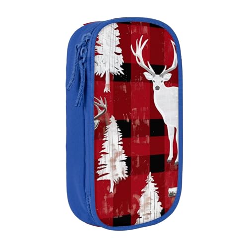 LRHCNZDCP Kuh Hirsch Baum Weihnachten Bedrucktes Federmäppchen Tasche Schwarz Niedlich Federmäppchen Stiftebox Stifttasche für Schule Büro, blau, Einheitsgröße, Schulranzen von LRHCNZDCP