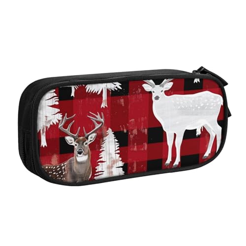 LRHCNZDCP Kuh Hirsch Baum Weihnachten Gedruckt Federmäppchen Beutel Niedlich Federmäppchen Stiftebox Stifteetui für Schule Büro Schwarz, Schwarz , Einheitsgröße, Schulranzen von LRHCNZDCP