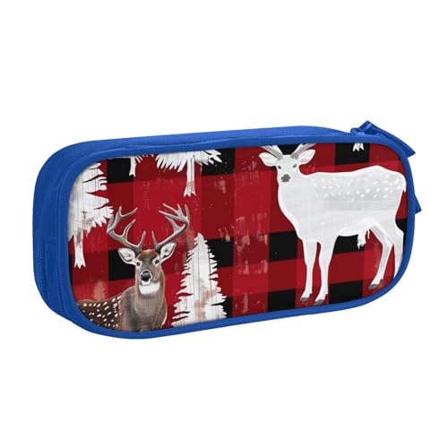 LRHCNZDCP Kuh Hirsch Baum Weihnachten Gedruckt Federmäppchen Beutel Niedlich Federmäppchen Stiftebox Stifteetui für Schule Büro Schwarz, blau, Einheitsgröße, Schulranzen von LRHCNZDCP