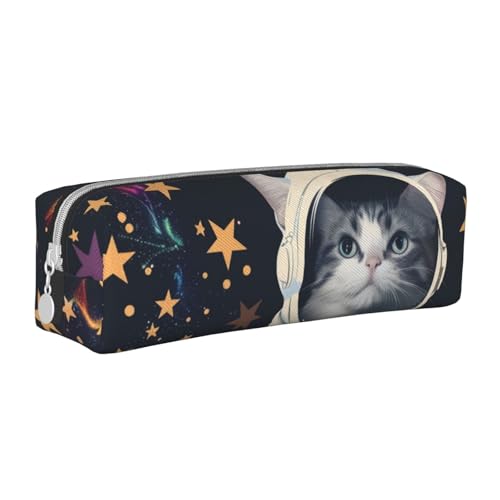 LRHCNZDCP Lustiges Federmäppchen aus Leder mit Astronautenmotiv, niedliches Federmäppchen mit Reißverschluss, für Schule und Büro, weiß, Einheitsgröße, Schulranzen von LRHCNZDCP