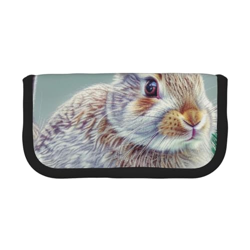 LRHCNZDCP Lustiges Federmäppchen mit Hasen-Motiv, bedrucktes Federmäppchen, Leinen, Make-up-Tasche, Gadget, Stiftebox mit Reißverschluss, Schwarz , Einheitsgröße, Schulranzen von LRHCNZDCP