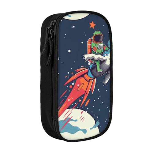 LRHCNZDCP Lustiges Federmäppchen mit niedlichem Dinosaurier-Raketen-Motiv, schwarz, niedliches Federmäppchen, Stiftebox für Schule, Büro, Schwarz , Einheitsgröße, Schulranzen von LRHCNZDCP