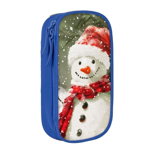 LRHCNZDCP Merry Christmas with Happy Snowman Printed Pencil Case Pouch Black, Cute Pencil Case Pencil Box Pen Bag for School Office, blau, Einheitsgröße, Schulranzen von LRHCNZDCP