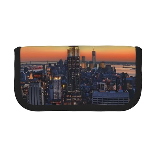 LRHCNZDCP New York City bedrucktes Federmäppchen aus Segeltuch, Make-up-Tasche, Gadget, Stiftebox mit Reißverschluss, Schwarz , Einheitsgröße, Schulranzen von LRHCNZDCP