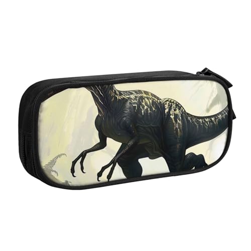 LRHCNZDCP Niedliches Federmäppchen, Velociraptor Dinosaurier, bedrucktes Federmäppchen, Federmäppchen, Make-up-Tasche für Reisen, Schule, Büro, Schwarz, Schwarz , Einheitsgröße, Schulranzen von LRHCNZDCP