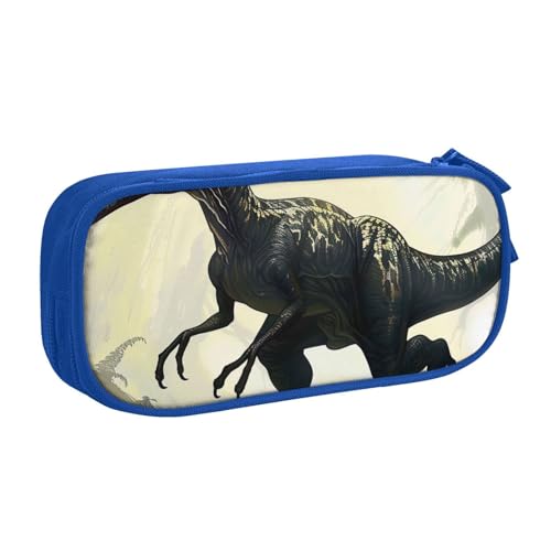 LRHCNZDCP Niedliches Federmäppchen, Velociraptor Dinosaurier, bedrucktes Federmäppchen, Federmäppchen, Make-up-Tasche für Reisen, Schule, Büro, Schwarz, blau, Einheitsgröße, Schulranzen von LRHCNZDCP
