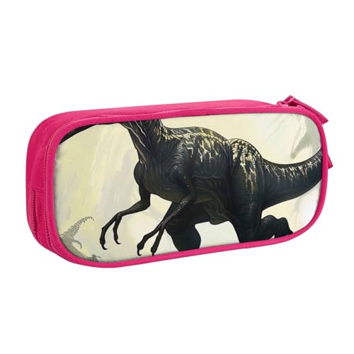 LRHCNZDCP Niedliches Federmäppchen, Velociraptor Dinosaurier, bedrucktes Federmäppchen, Federmäppchen, Make-up-Tasche für Reisen, Schule, Büro, Schwarz, rose, Einheitsgröße, Schulranzen von LRHCNZDCP