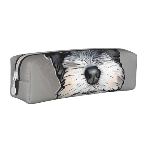 LRHCNZDCP Niedliches Federmäppchen aus Leder mit Schnauzer-Motiv, niedliches Federmäppchen mit Reißverschluss, für Schule und Büro, weiß, Einheitsgröße, Schulranzen LRHCNZDCP Niedliches Federmäppchen aus Leder mit Schnauzer-Motiv, niedliches Federmäppchen mit Reißverschluss, für Schule und Büro, weiß, Einheitsgröße, Schulranzen von LRHCNZDCP