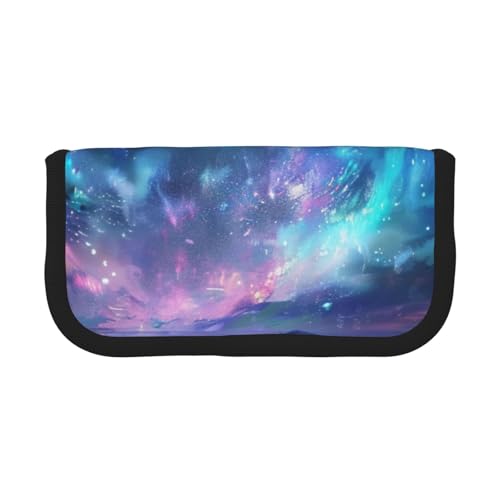 LRHCNZDCP Northern Lights bedrucktes Federmäppchen aus Segeltuch für Make-up, Gadget, Stiftetasche, Stiftebox mit Reißverschluss, Schwarz , Einheitsgröße, Schulranzen von LRHCNZDCP