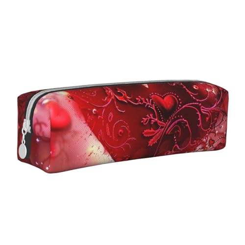 LRHCNZDCP Romantisches Federmäppchen aus Leder mit Herzmotiv, niedliches Federmäppchen mit Reißverschluss, für Schule und Büro, weiß, Einheitsgröße, Schulranzen von LRHCNZDCP