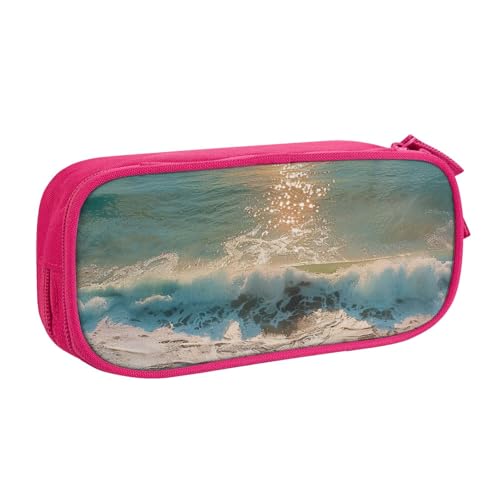 LRHCNZDCP Romantisches Federmäppchen mit Strandmotiv, niedliches Federmäppchen, Federmäppchen, Stifteetui für Schule, Büro, Schwarz, rose, Einheitsgröße, Schulranzen von LRHCNZDCP