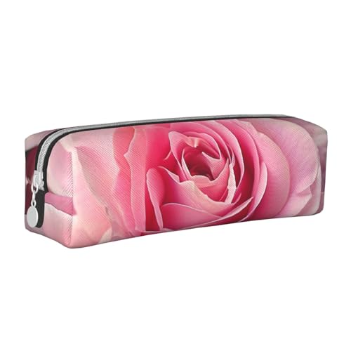 LRHCNZDCP Schönes Federmäppchen aus Leder mit Rosenmuster, niedliches Federmäppchen mit Reißverschluss, für Schule und Büro, weiß, Einheitsgröße, Schulranzen von LRHCNZDCP