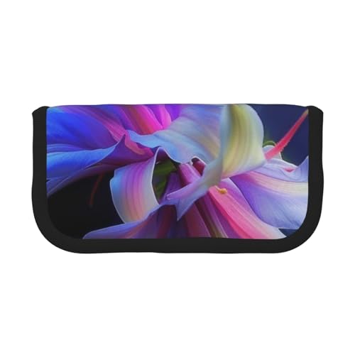 LRHCNZDCP Schönes Federmäppchen aus Segeltuch mit Blumendruck und Reißverschluss, Einheitsgröße, für Schulranzen, Schwarz , one size, Schulranzen von LRHCNZDCP