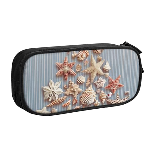 LRHCNZDCP Seashell Weihnachten Bedrucktes Federmäppchen Beutel Niedlich Federmäppchen Stiftebox Stifteetui für Schule Büro Schwarz, Schwarz , Einheitsgröße, Schulranzen von LRHCNZDCP