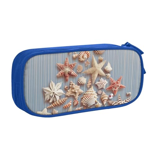 LRHCNZDCP Seashell Weihnachten Bedrucktes Federmäppchen Beutel Niedlich Federmäppchen Stiftebox Stifteetui für Schule Büro Schwarz, blau, Einheitsgröße, Schulranzen von LRHCNZDCP