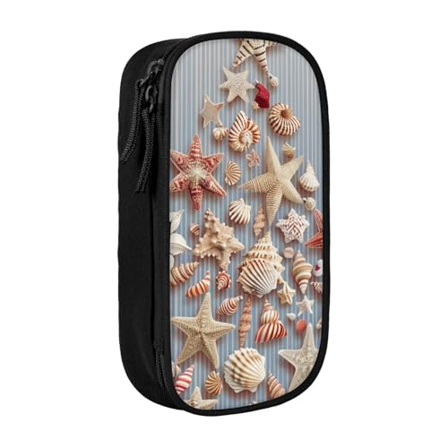 LRHCNZDCP Seashell Weihnachten Bedrucktes Federmäppchen Tasche Schwarz Niedlich Federmäppchen Stiftebox Stifttasche für Schule Büro, Schwarz , Einheitsgröße, Schulranzen von LRHCNZDCP