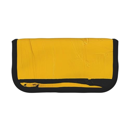 LRHCNZDCP Senfgelb bedrucktes Federmäppchen aus Segeltuch, Make-up-Tasche, Gadget, Stiftebox mit Reißverschluss, Schwarz , Einheitsgröße, Schulranzen von LRHCNZDCP