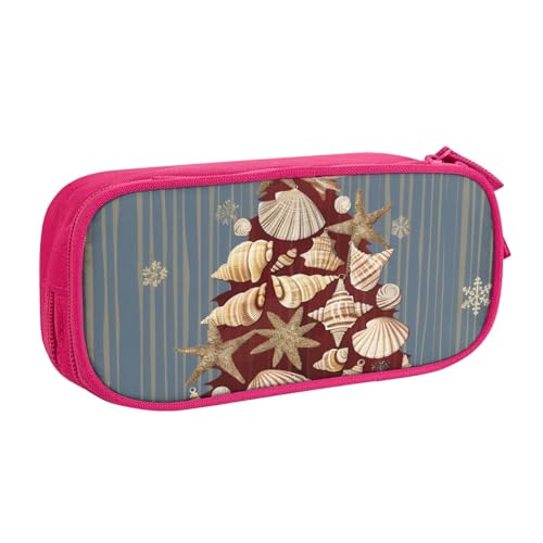 LRHCNZDCP Snowflower Seashell Weihnachten Bedrucktes Federmäppchen Tasche Niedlich Federmäppchen Stiftebox Stifteetui für Schule Büro Schwarz, rose, Einheitsgröße, Schulranzen von LRHCNZDCP