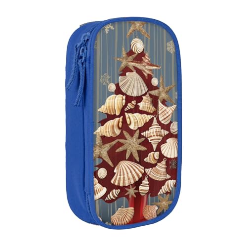 LRHCNZDCP Snowflower Seashell Weihnachten Bedrucktes Federmäppchen Tasche Schwarz Niedlich Federmäppchen Stiftebox Stifteetui für Schule Büro, blau, Einheitsgröße, Schulranzen von LRHCNZDCP