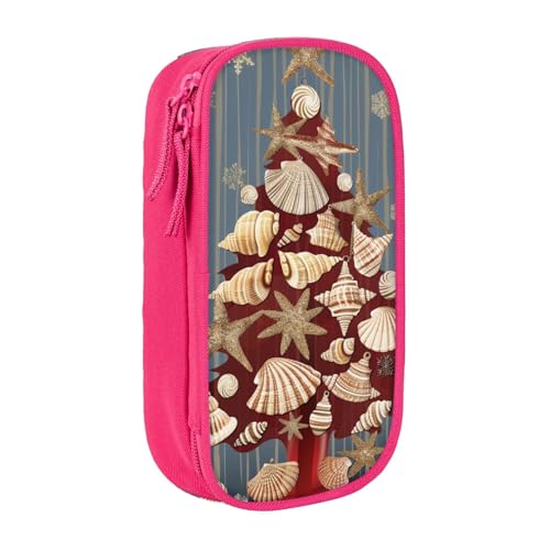 LRHCNZDCP Snowflower Seashell Weihnachten Bedrucktes Federmäppchen Tasche Schwarz Niedlich Federmäppchen Stiftebox Stifteetui für Schule Büro, rose, Einheitsgröße, Schulranzen von LRHCNZDCP