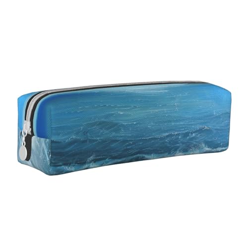 LRHCNZDCP The Sea Federmäppchen aus Leder, mit niedlichem Reißverschluss, für Schule und Büro, weiß, Einheitsgröße, Schulranzen von LRHCNZDCP