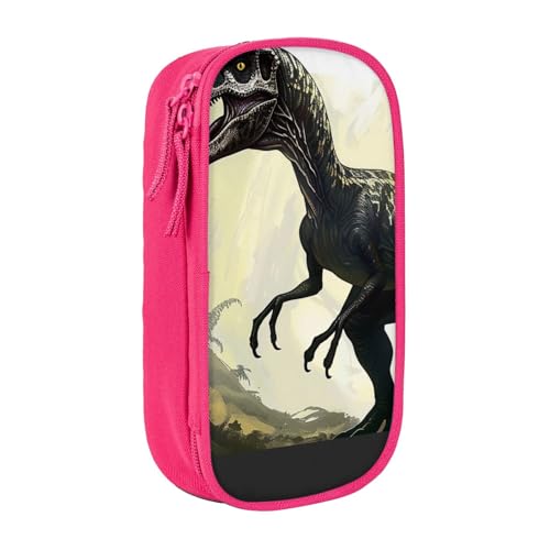 LRHCNZDCP Velociraptor Federmäppchen mit Dinosaurier-Motiv, niedliches Federmäppchen, Stiftebox für Schule, Büro, Schwarz, rose, Einheitsgröße, Schulranzen von LRHCNZDCP