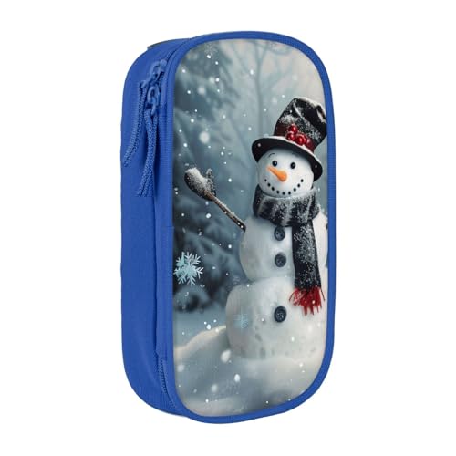 LRHCNZDCP Weihnachten Happy Snowman 1 Bedrucktes Federmäppchen Tasche Schwarz Niedlich Federmäppchen Stiftebox Stifttasche für Schule Büro, blau, Einheitsgröße, Schulranzen von LRHCNZDCP