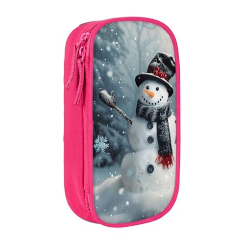 LRHCNZDCP Weihnachten Happy Snowman 1 Bedrucktes Federmäppchen Tasche Schwarz Niedlich Federmäppchen Stiftebox Stifttasche für Schule Büro, rose, Einheitsgröße, Schulranzen von LRHCNZDCP