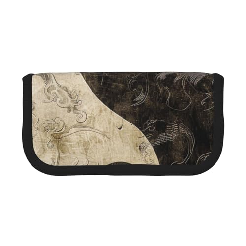 LRHCNZDCP Yin_Yang_Symbol Bedrucktes Federmäppchen aus Segeltuch für Make-up, Gadget, Stifteetui mit Reißverschluss, Schwarz , Einheitsgröße, Schulranzen von LRHCNZDCP