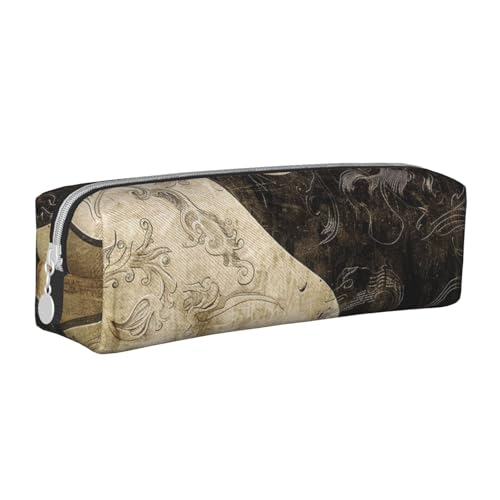 LRHCNZDCP Yin_Yang_Symbol bedrucktes Leder-Federmäppchen – niedliches Federmäppchen mit Reißverschluss für Schule und Büro, weiß, Einheitsgröße, Schulranzen von LRHCNZDCP