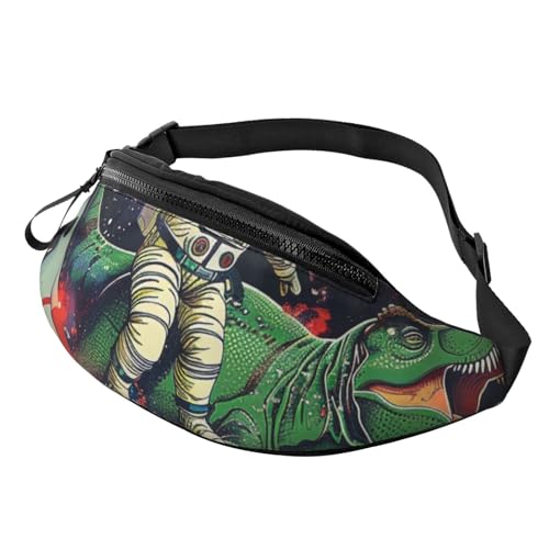Lustige Bauchtasche mit Astronauten-Dinosaurier-Raketen-Aufdruck für Männer und Frauen, Crossbody-Bauchtasche mit verstellbarem Gurt für Wandern, Laufen, Reisen, Radfahren, Schwarz , Einheitsgröße, von LRHCNZDCP