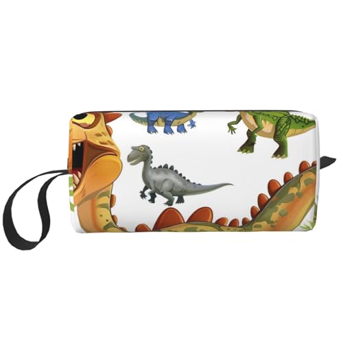 Make-up-Tasche mit Cartoon-Dinosaurier-Bildern, einfache Reise-Kosmetiktasche, wasserdicht, Kosmetiktasche, Kulturbeutel, Organizer für Frauen, Mütter und Mädchen, weiß, Einheitsgröße, Kulturbeutel von LRHCNZDCP