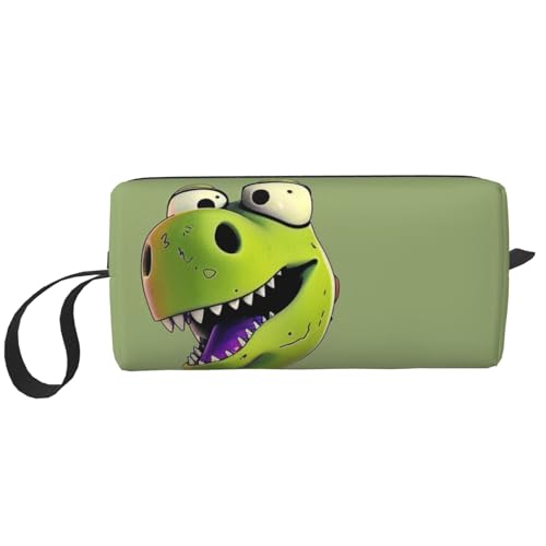 Make-up-Tasche mit Cartoon-Dinosaurier-Motiv, einfache Reise-Kosmetiktasche, wasserdicht, Kosmetiktasche, Kulturbeutel, Organizer für Frauen, Mütter und Mädchen, weiß, Einheitsgröße, Kulturbeutel von LRHCNZDCP